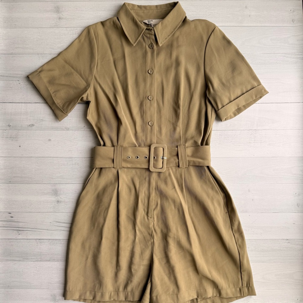 Friends Like These Short Sleeve Utility Romper Khaki UK 10/US 6